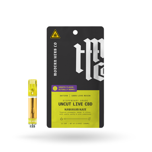 Live CBD Uncut Vape Cartridge, Hawaiian Haze (Sativa), 1g | Buddy Brandz