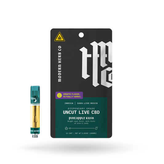 Live CBD Uncut Vape Cartridge, Pineapple Kush (Indica), 1g | Buddy Brandz