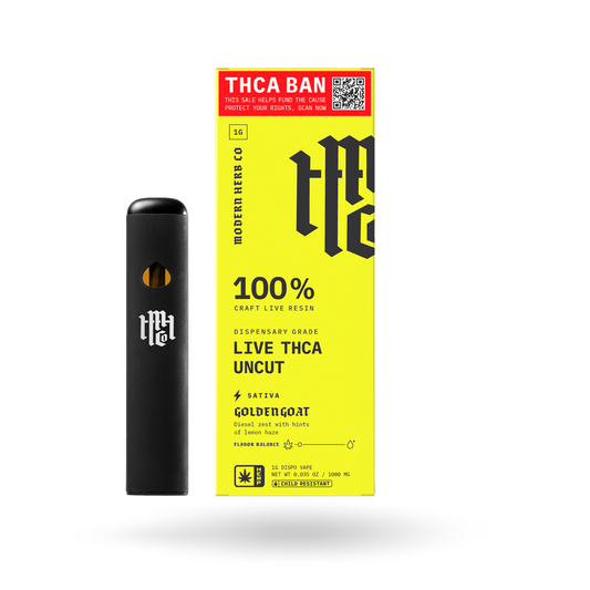 THCa Live Resin Disposable Uncut: Golden Goat (Sativa) - 1g by Modern Herb Co | Buddy Brandz | Buddy Brandz