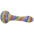 Load image into Gallery viewer, Rainbow Tie-Dye Glass Spoon Pipe by Smoke Drop - view 3 | Buddy Brandz
