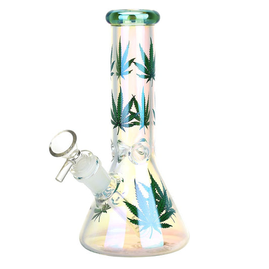 Realistic Hemp Leaf Beaker Glass Water Pipe by Smoke Drop | Buddy Brandz | Buddy Brandz