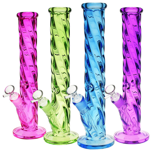 Slick Spiral Straight Tube Water Pipe by Smoke Drop | Buddy Brandz | Buddy Brandz