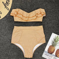 Cargar la imagen en la vista de la galería, Vintage Striped Ruffled two piece swimsuit