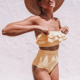 Cargar la imagen en la vista de la galería, Vintage Striped Ruffled two piece swimsuit