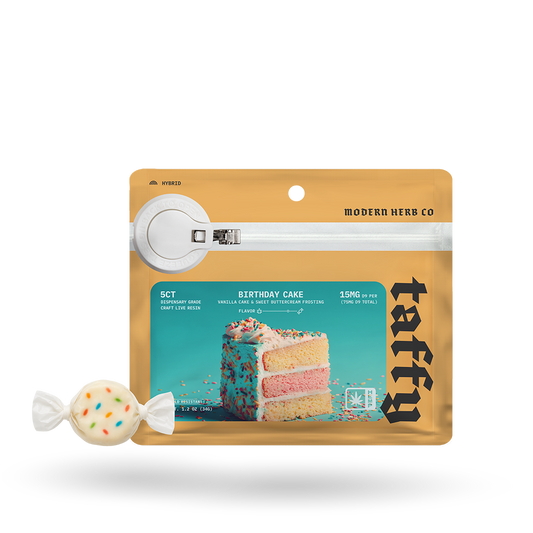 Live Resin D9 Taffy: Birthday Cake (Hybrid), 5ct by Modern Herb Co | Buddy Brandz | Buddy Brandz