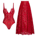 Load image into Gallery viewer, Laser Cut women three piece swimsuit
