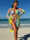Cargar la imagen en la vista de la galería, Feely tassel drape three piece swimsuit set