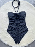 Load image into Gallery viewer, Black rose one piece swimsuit