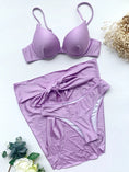 Cargar la imagen en la vista de la galería, Women solid push up underwire three piece set