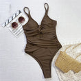 Load image into Gallery viewer, Tan girl Cross Bandage one piece swimsuit