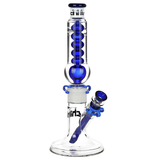 Pulsar Chillr Glycerin Straight Tube Glass Water Pipe - 13" / 14mm F / Blue | Buddy Brandz