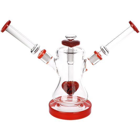 Pulsar Date Night: Part 2 Dual Neck Glass Water Pipe | 8.5" | 14mm F by Smoke Drop - view 2 | Buddy Brandz - alternate view | Buddy Brandz