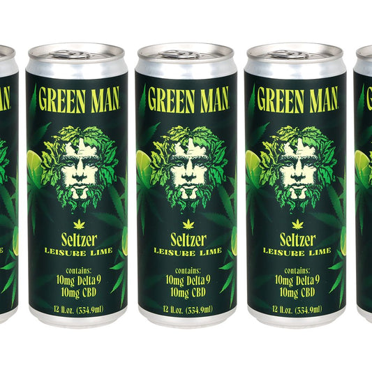 24CT CASE - Asheville Dispensary Green Man Nano Cannabis D9 Seltzer - Leasure Lime / 10MG D9 / 10MG CBD - alternate view | Buddy Brandz