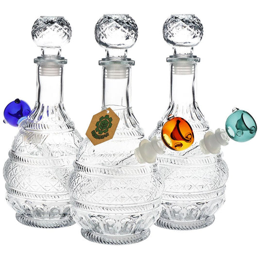 SeshGear Vintage Decanter Style Glass Water Pipe - 10.5" / 14mm F / Round Lotus / Colors Vary by Smoke Drop | Buddy Brandz | Buddy Brandz