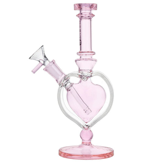 Pulsar Pink Heart Chalice Glass Water Pipe - 9" / 14mm F by Smoke Drop | Buddy Brandz | Buddy Brandz
