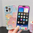 Cargar la imagen en la vista de la galería, Ottwn Wave Dage Oil Painting Flower Pattern Phone Case For iPhone 15 Pro Max 14 13 12 11 Pro Soft Shockproof Back Bumper Covers by Buddy Brandz | Buddy Brandz