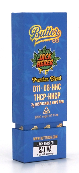 Butter OG Premium Blend D11, D8, HHC, THCP, HHCP 2g Disposable Vape - Jack Herer (Sativa) by Smoke Drop - view 2 | Buddy Brandz - alternate view | Buddy Brandz