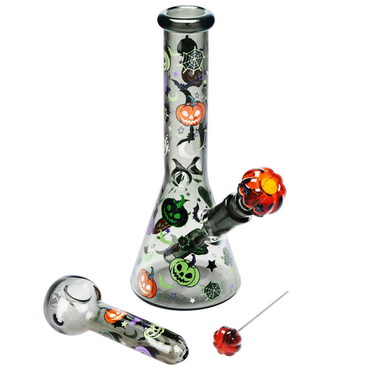 Pulsar Halloween Party Herb Pipe Glow Duo- 10" / 14mm F | Buddy Brandz