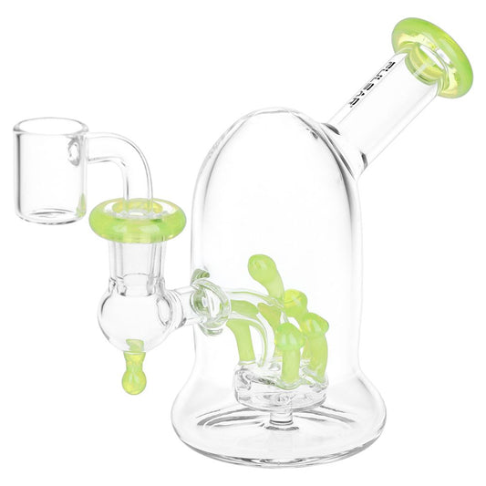 Pulsar Bioluminescence Shroom Perc Mini Glass Dab Rig - 5" by Smoke Drop - view 2 | Buddy Brandz - alternate view | Buddy Brandz