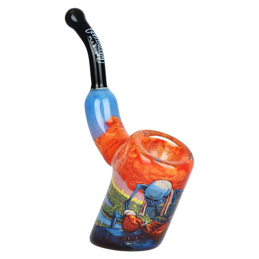 Grateful Dead x Pulsar Inside Print Bent Sherlock Pipe | 4" by Smoke Drop - view 2 | Buddy Brandz - alternate view | Buddy Brandz