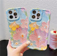 Cargar la imagen en la vista de la galería, Ottwn Wave Dage Oil Painting Flower Pattern Phone Case For iPhone 15 Pro Max 14 13 12 11 Pro Soft Shockproof Back Bumper Covers by Buddy Brandz - view 2 | Buddy Brandz