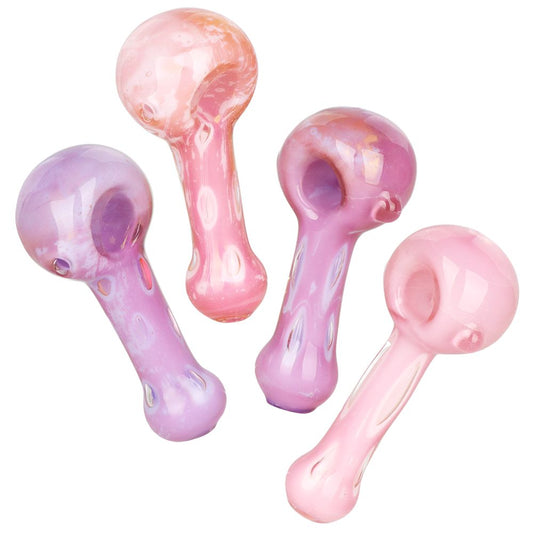 4CT BUNDLE - Milky Spotted Glass Spoon Pipes - 3.75"-4" / Assorted Colors and Styles | Buddy Brandz