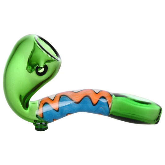 Groovy Waves Sherlock Glass Hand Pipe by Smoke Drop | Buddy Brandz | Buddy Brandz