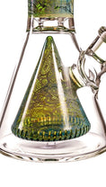 Cargar la imagen en la vista de la galería, MK Glass Electroplated Engraved Pyramid Art Beaker by MK Glass - view 2 | Buddy Brandz