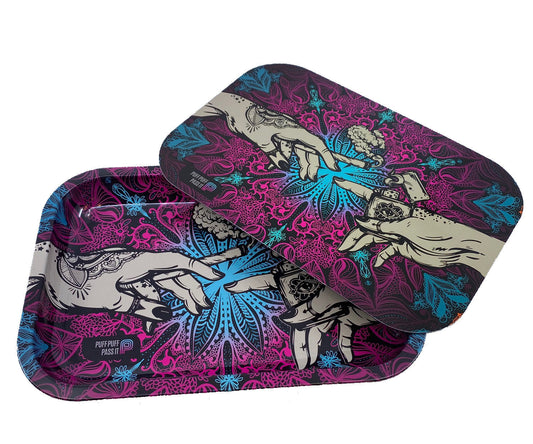 Puff & Pass Metal Tray w/ Magnetic Lid - Pink by Puff & Pass | Buddy Brandz | Buddy Brandz
