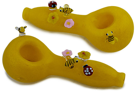 Colorful Bees & Ladybug Glass Pipe by FC - view 2 | Buddy Brandz - alternate view | Buddy Brandz