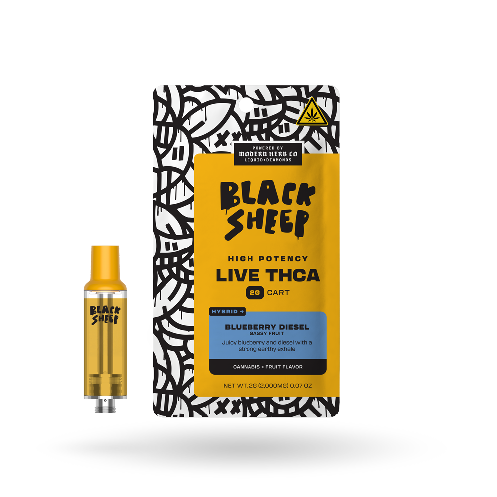 Liquid Diamonds Vape Cartridge: Blueberry Diesel (Hybrid), 2g