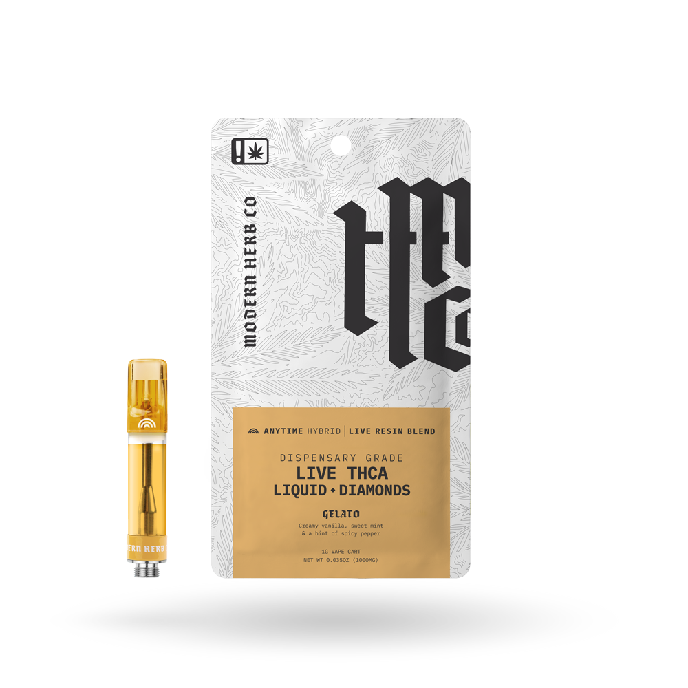 THCa Vape Cartridge Live Resin Liquid Diamonds: Gelato (Hybrid) - 1g by Modern Herb Co | Buddy Brandz