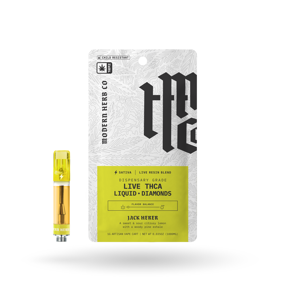 THCa Vape Cartridge Live Resin Liquid Diamonds: Jack Herer (Sativa) - 1g by Modern Herb Co | Buddy Brandz
