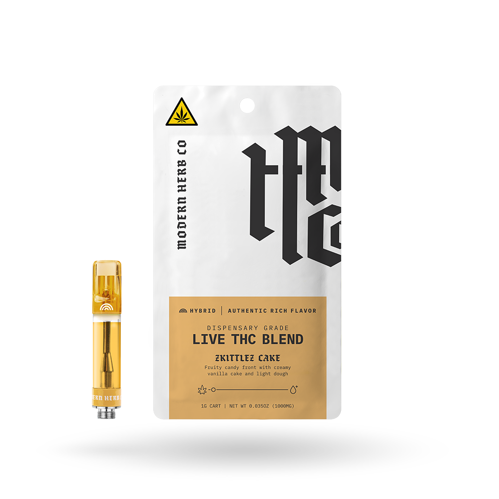 Live THC Vape Cartridge: Zkittlez Cake (Hybrid) 1g by Modern Herb Co | Buddy Brandz