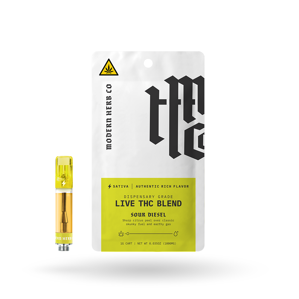 Live THC Vape Cartridge: Sour Diesel (Sativa) 1g by Modern Herb Co | Buddy Brandz