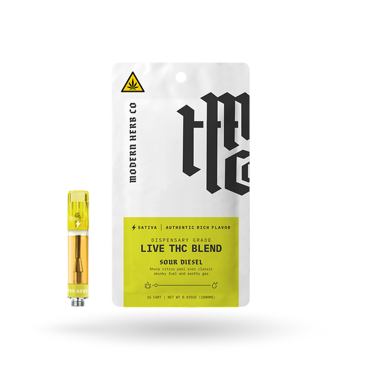 Live THC Vape Cartridge: Sour Diesel (Sativa) 1g by Modern Herb Co | Buddy Brandz | Buddy Brandz