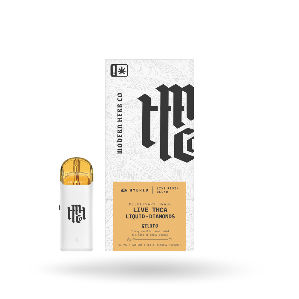 THCa Pod Kit Live Resin Liquid Diamonds: Gelato (Hybrid) - 1g by Modern Herb Co | Buddy Brandz