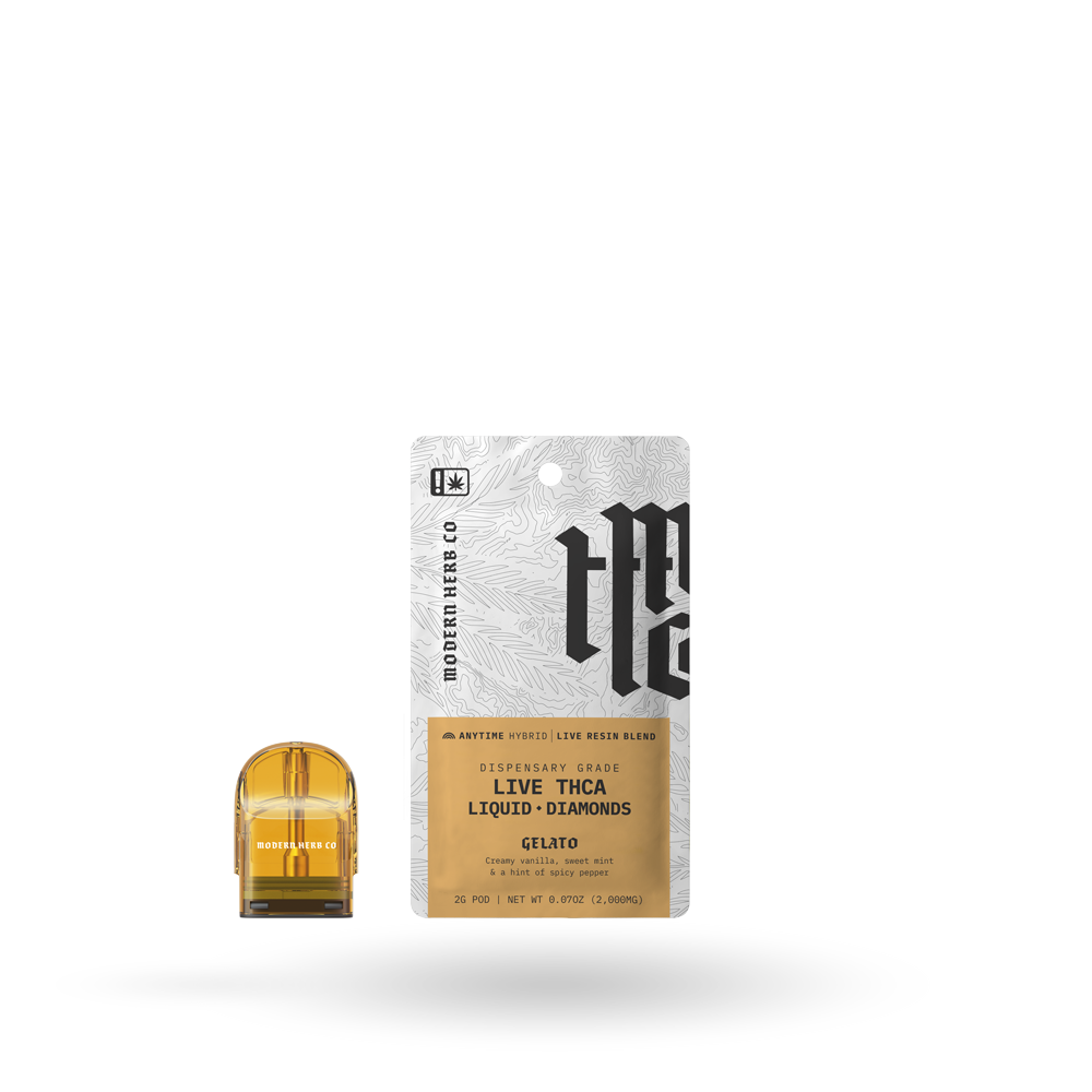 THCa Pod Refill Live Resin Liquid Diamonds: Gelato (Hybrid) - 2g by Modern Herb Co | Buddy Brandz