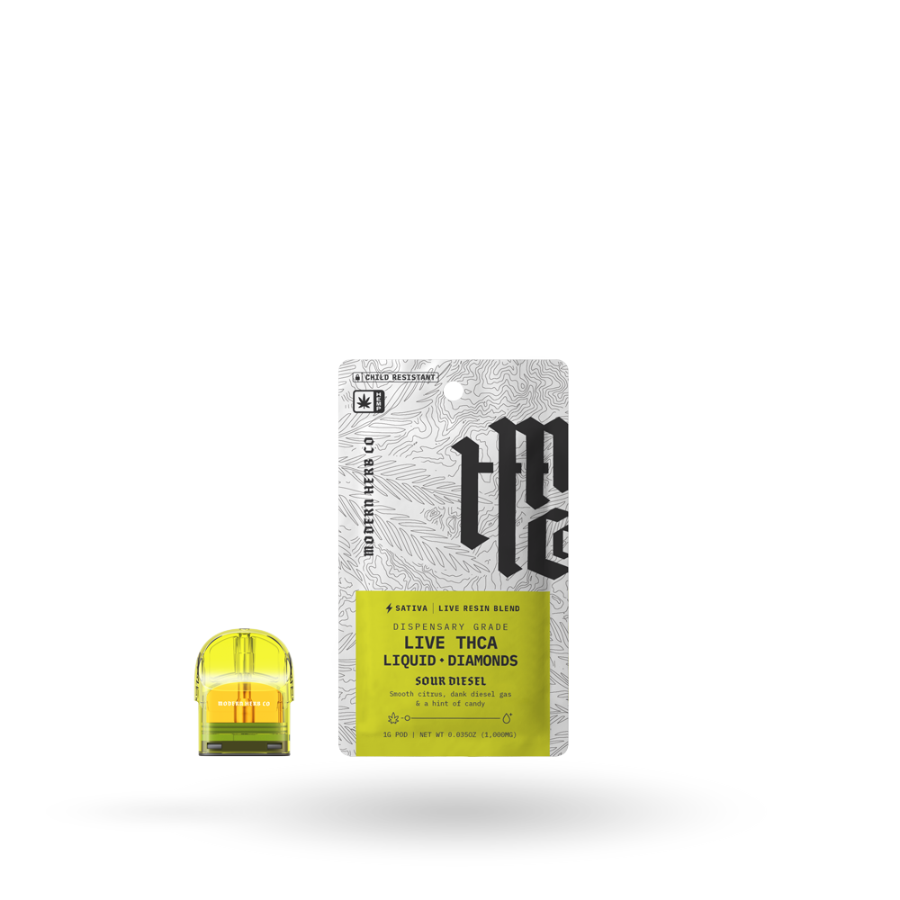 THCa Pod Refill Live Resin Liquid Diamonds: Sour Diesel (Sativa) - 1g by Modern Herb Co | Buddy Brandz