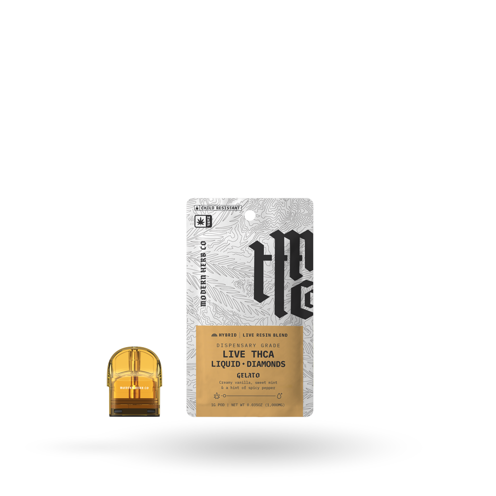 THCa Pod Refill Live Resin Liquid Diamonds: Gelato (Hybrid) - 1g by Modern Herb Co | Buddy Brandz
