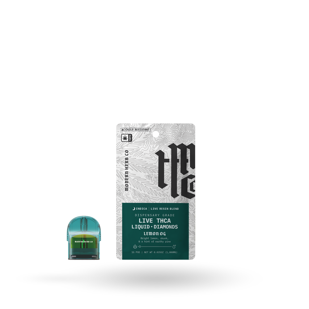 THCa Pod Refill Live Resin Liquid Diamonds: Lemon OG (Indica) - 1g by Modern Herb Co | Buddy Brandz