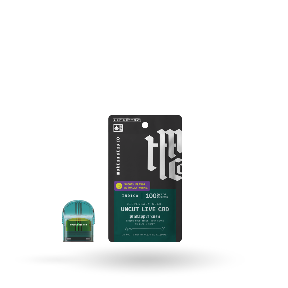 Live CBD Uncut Pod Refill: Pineapple Kush (Indica) 1g by Modern Herb Co | Buddy Brandz