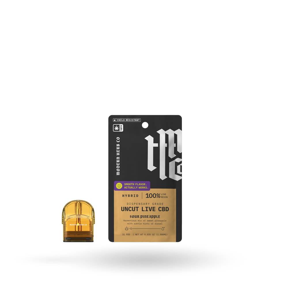 Live CBD Uncut Pod Refill: Sour Pineapple (Hybrid) 1g by Modern Herb Co | Buddy Brandz