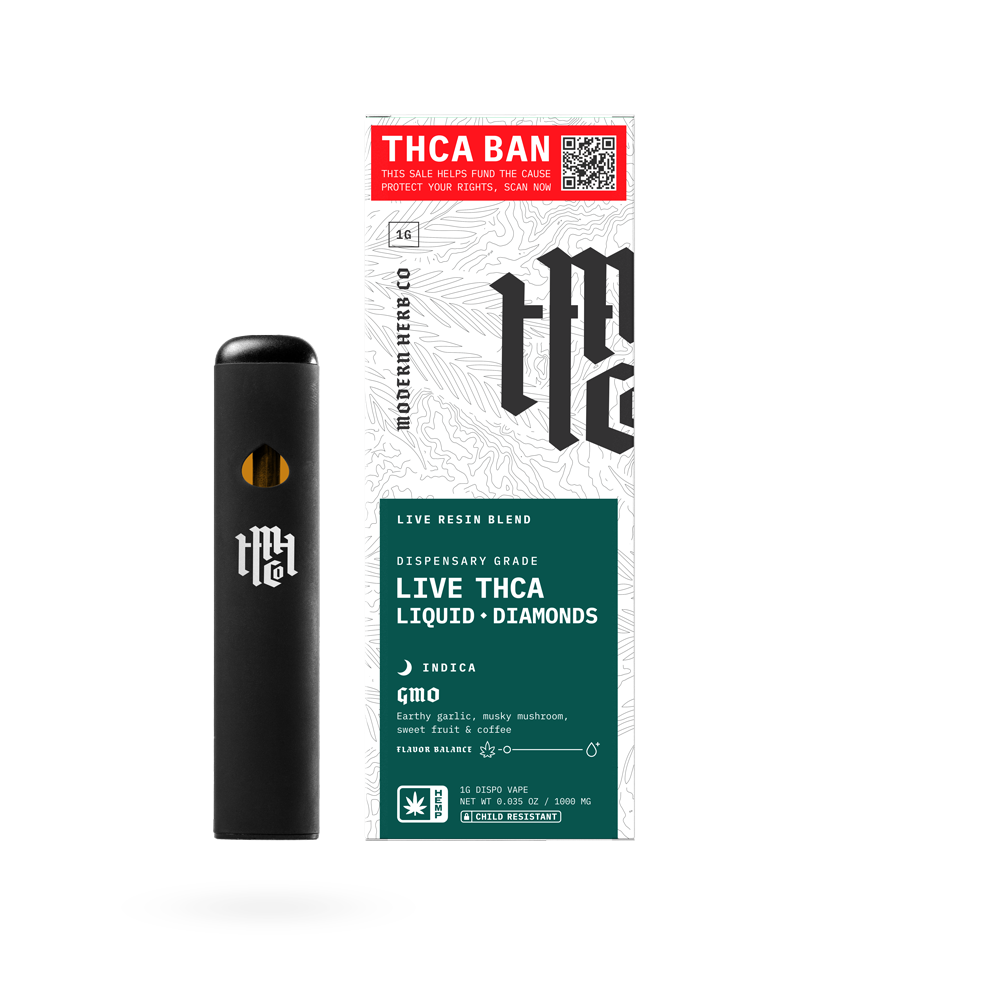 THCa Disposable Live Resin Liquid Diamonds, GMO (Indica), 1g by Modern Herb Co | Buddy Brandz