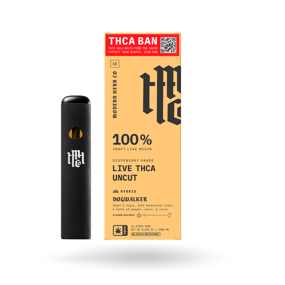 THCa Live Resin Disposable Uncut: Dogwalker (Hybrid) - 1g by Modern Herb Co | Buddy Brandz