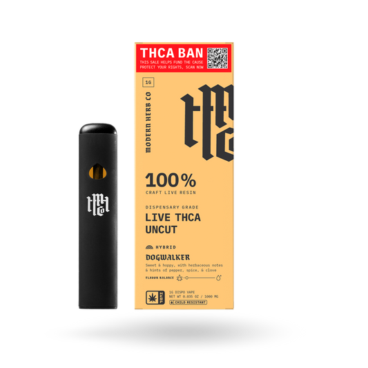 THCa Live Resin Disposable Uncut: Dogwalker (Hybrid) - 1g by Modern Herb Co | Buddy Brandz | Buddy Brandz