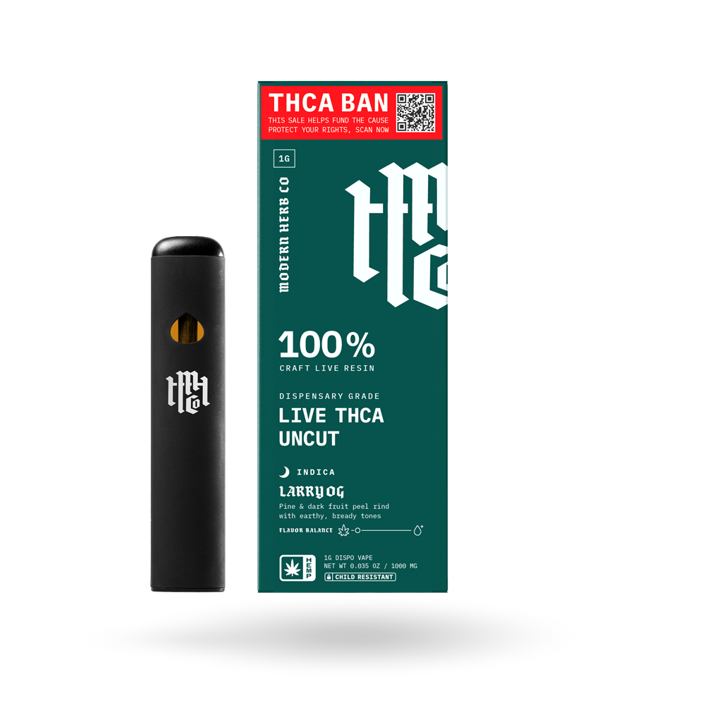 THCa Live Resin Disposable Uncut: Larry OG (Indica) - 1g by Modern Herb Co - view 2 | Buddy Brandz