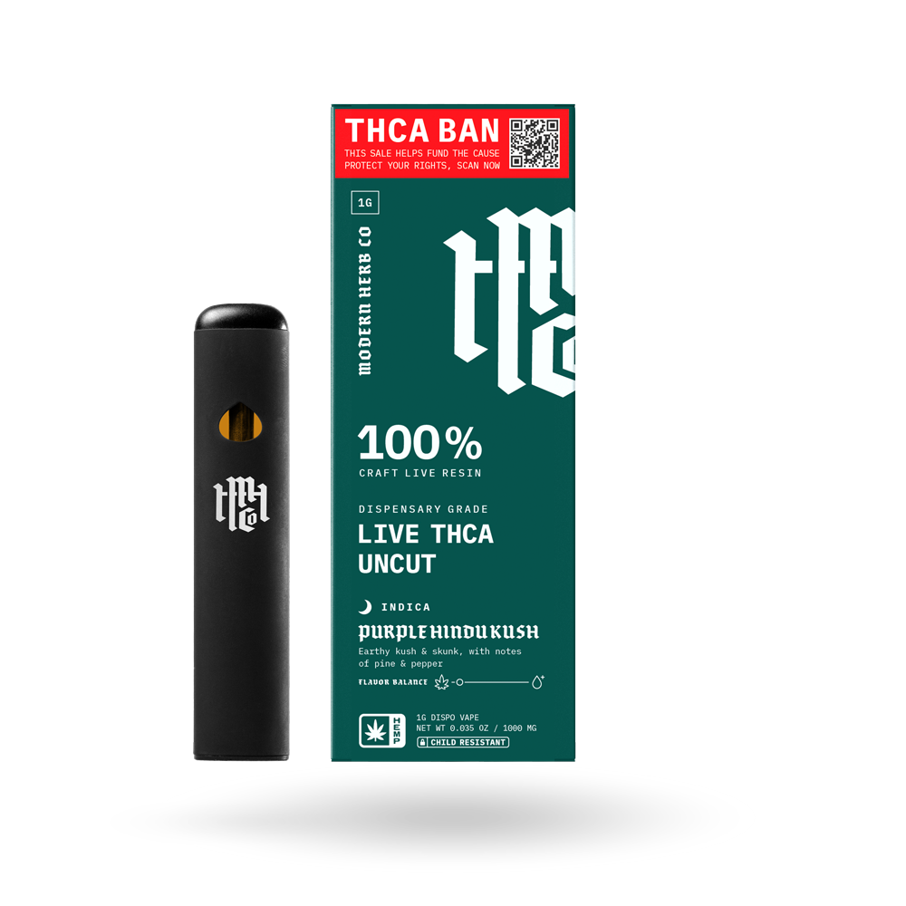 THCa Live Resin Disposable Uncut: Purple Hindu Kush (Indica) - 1g by Modern Herb Co | Buddy Brandz