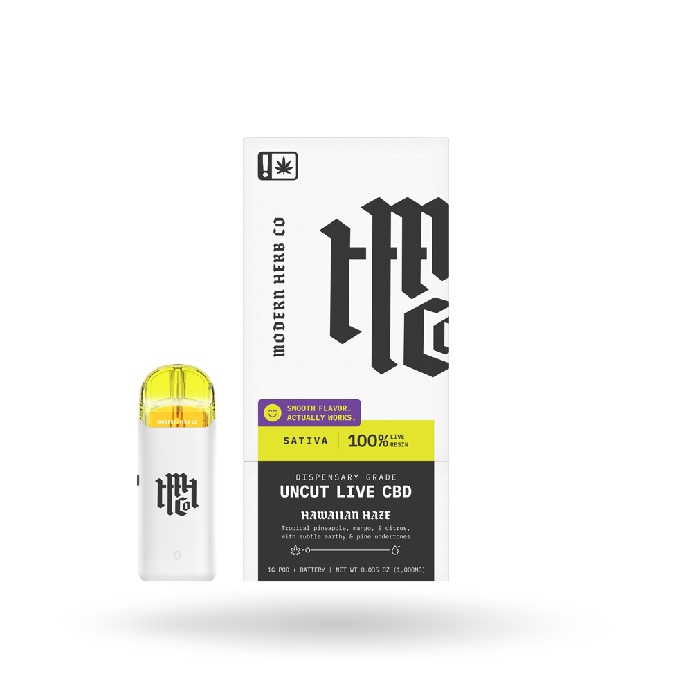 Live CBD Uncut Pod Starter Kit: Hawaiian Haze (Sativa) 1g by Modern Herb Co | Buddy Brandz