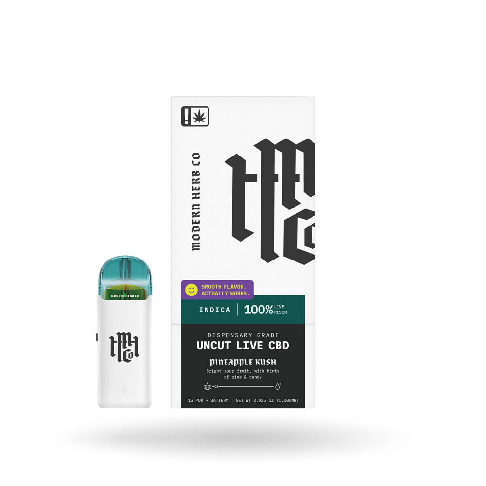 Live CBD Uncut Pod Starter Kit: Pineapple Kush (Indica) 1g by Modern Herb Co | Buddy Brandz